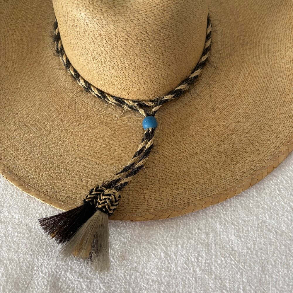 Cowboy Hat Horsehair Band Palm Hat La Providencia 30X Size 6 5/8 Mexico - Picture 5 of 16